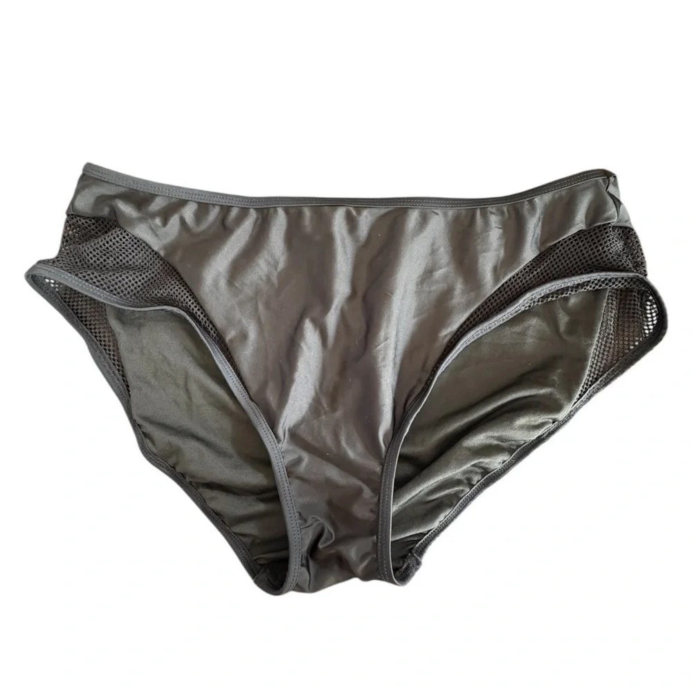 Women’s Solid Black High Waist High Leg Cut Bikini Swim Bottom Size 1 XL